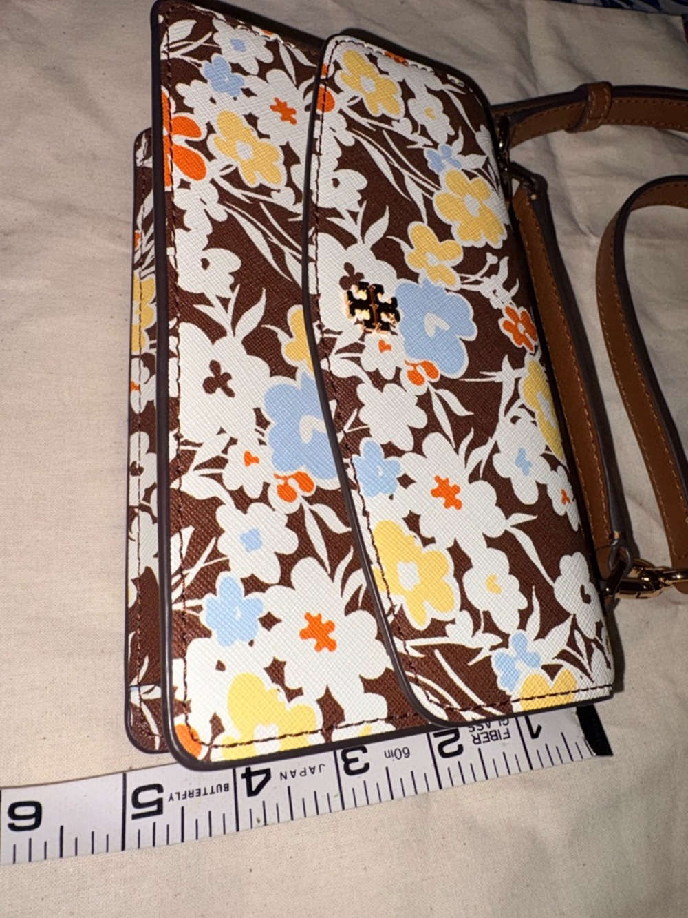 Tory Burch Emerson Brown Floral Print Top Handle & Crossbody Bag New - Picture 10 of 10